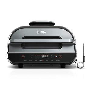 lot 47002 image: Ninja FG551 Foodi Smart XL 6-in-1 Indoor Grill with Air Fry, Roast, Bake, Broil & Dehydrate, Smart Thermometer, Black and Silver   (Retails $273)