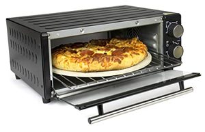 lot 47380 image: HomeCraft Convection Pizza Oven, Fits 12-Inch Pizza, Built In Timer, Adjustable Temperature Controls, Includes Pizza Stone, Wire Rack and Crumb Tray, Black With Stainless Steel Handles