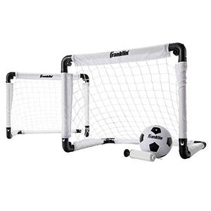 lot 47409 image: Franklin Sports Kids Mini Soccer Goal Set - BackyardIndoor Mini Net and Ball with Pump - 22 x 17 Goal Size, White and Black