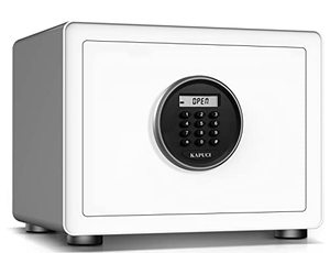 lot 47413 image: KAPUCI Modern Minimalism Design Auto-Open Safe, 0.78 Cubic Feet Digital Safe Box with Full Felt Lining, High Capacity for 4 Pistols, Safety Steel Household Wardrobe