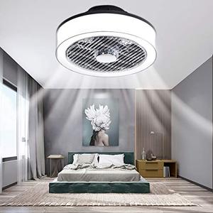 lot 47431 image: IYUNXI Modern Ceiling Fan with Lights Remote Control 15 Inch Flush Mount Ceiling Fan Dimmable 3-Speed Low Profile Ceiling Fan Light Timing 72W Enclosed Ceiling Fan