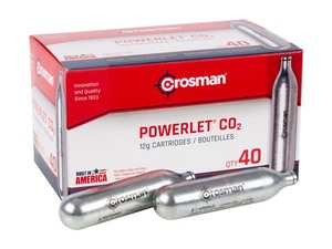 lot 1290 image: Crosman 12-Gram CO2 Powerlet Cartridges for Air Rifles and Pistols (40-Count)