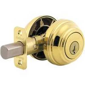 lot 1316 image: Kwikset Polished Brass Double Cylinder Deadbolt