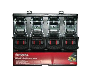 lot 1314 image: Husky 16Ft x 11-14in Ratchet Tie Downs (4 Pack)