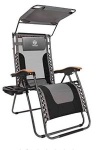 lot 75508 image: Coastrail Outdoor Premium Zero Gravity Reclining Lounge Chair With Sun Shade, Padded Seat, Cool Mesh Back, Pillow, Cup Holder & Side Table for Sports Yard Patio Lawn Camping, Support 400lbs Black&grey