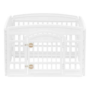 lot 75525 image: IRIS USA 24 4-Panel Plastic Exercise Pet Playpen with Door White
