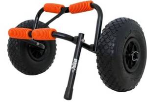 lot 75530 image: Pelican - Universal Canoe, Kayak & Stand Up Paddle SUP Cart Carrier - Fold Together Trolley with Wide Removable Inflatable Tires