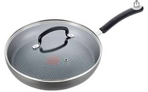 lot 75537 image: T-fal Nonstick Dishwasher Safe Cookware Lid Fry Pan, 10-Inch, Black
