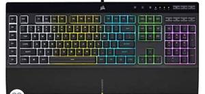 lot 75557 image: CORSAIR K55 RGB PRO-Dynamic RGB Backlighting - Six Macro Keys with Elgato Stream Deck Software Integration-IP42 Dust and Spill Resistant-Detachable Palm Rest-Dedicated Media and Volume Keys, Black