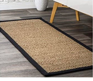 lot 75591 image: nuLOOM Elijah Seagrass Natural Runner Rug, 2 6 x 6, Black