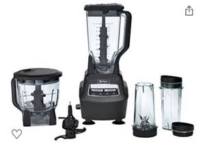lot 75593 image: Ninja BL770 Mega Kitchen System, 1500W, 4 Functions for Smoothies, Processing, Dough, Drinks & More, with 72-oz. Blender Pitcher, 64-oz. Processor Bowl, (2) 16-oz. To-Go Cups & (2) Lids, Black