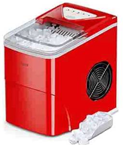 lot 75598 image: Silonn Ice Makers Countertop, 9 Cubes Ready in 6 Mins, 26lbs in 24Hrs, Self-Cleaning Ice Machine with Ice Scoop and Basket, 2 Sizes of Bullet Ice for Home Kitchen Office Bar Party