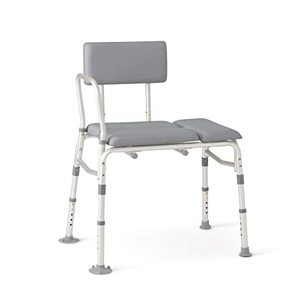 lot 75510 image: Medline Padded Transfer Bench with Back, Supports up to 400 lbs, Gray