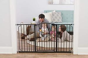 lot 30828 image: Regalo 58-Inch Home Accents Super Wide Walk Through Baby Gate, Includes 4-Inch, 8-Inch and 12-Inch Extension, 4 Pack of Pressure Mounts and 4 Pack of Wall Cups and Mounting Kit