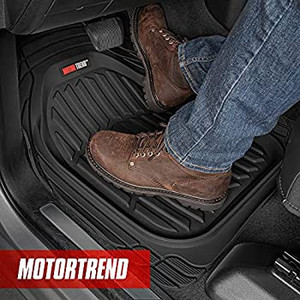 lot 30851 image: 923-BK Black FlexTough Contour Liners-Deep Dish Heavy Duty Rubber Floor Mats for Car SUV Truck & Van-All Weather Protection Trim to Fit Most Vehicles