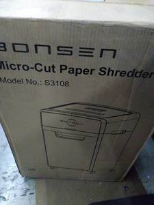 lot 30861 image: BONSEN Shredder for Home Office, 8-Sheet Crosscut Credit Card Shredder, Small Paper Shredder for Home Use with 4 Gallons Wastebasket, High Security Level P-4, ETL Certification (S3101)   (Retails $228.99)