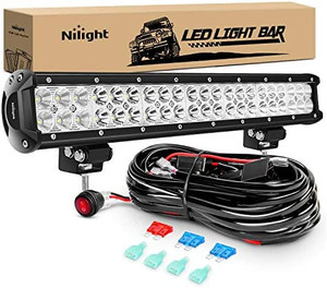 lot 46012 image: Nilight - ZH006 LED Light Bar 20 Inch 126W Spot Flood Combo Led Off Road Lights with 16AWG Wiring Harness