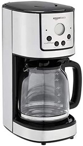 lot 46035 image: Amazon Basics 12-Cup Digital Coffeemaker with Carafe and Reusable Filter, Stainless Steel