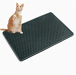 lot 46036 image: BOERLKY Cat Litter Mat, Kitty Litter Trapping Mat, Double Layer Mats with Mili Shape Scratching Design, Urine Waterproof, Easy Clean, Scatter Control, Green    (21 x 14)