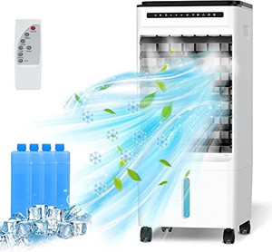 lot 47117 image: Portable Air Conditioner, 4-IN-1 Evaporative Air Cooler  Tower Fan  Humidifier  Negative ions Cooling Fan wRemote, Black  Energy Class A
