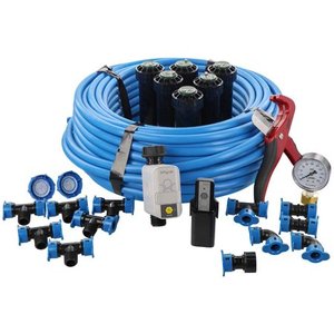 lot 47127 image: Orbit 50022 In-Ground Blu-Lock Tubing System and B-Hyve Smart Hose Faucet Timer with Wi-Fi Hub Sprinkler Kit