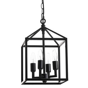 lot 47130 image: 9.5 in. 4-Light Black Caged Chandelier