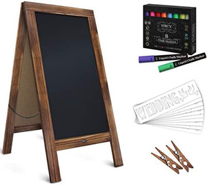 lot 47137 image: Rustic Magnetic A-Frame Chalkboard Deluxe Set  8 Chalk Markers  10 Stencils  2 Magnets Outdoor Sidewalk Chalkboard Sign  Large 40 x 20 Sturdy Sandwich Board (The Deluxe Set)