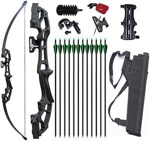 lot 47148 image: Vogbel 50 Takedown Recurve Bow and Arrows Set Archery Kit Right Hand Longbow for Adult Beginner Practice Hunting Competition