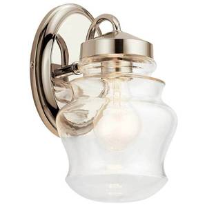 lot 47174 image: Kichler 55037 Janiel 11 Tall Upward Gooseneck Arm Bathroom Sconce - Nickel