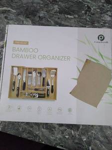 lot 47181 image: PRISTINE BAMBOO Adjustable Cutlery Organizer for Kitchen Drawers, Large Extra Deep Non-Slip Expandable Cutlery Organizer for Kitchen Utensils and Cutlery