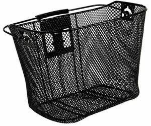 lot 47205 image: Steel mesh bike basket quick release bracket color black mounts to handle bar weather resistant durable construction