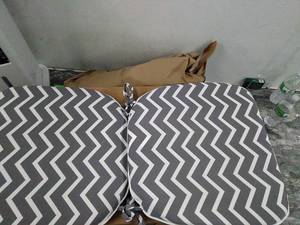 lot 47219 image: Grey and white Chevron patio cushion