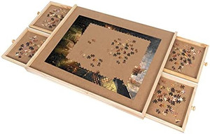 lot 47543 image: 1000 Piece Jigsaw Puzzle Table for Adults with Drawers, Large Portable Wooden Puzzle Board with Smooth Fiberboard Work Surface for Kids and Family Games