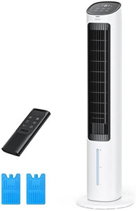 lot 47559 image: Dreo Evaporative Air Cooler, 40 Cooling Fan with Oscillating Water Tank, Humidifier, Removable, Filter, Ice Packs, Remote Control, 3 Speeds, 7 Hour Timer, Swamp Personal Cooler, White, DR-HEC001