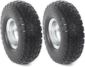 lot 47574 image: AR-PRO 10 Inch Solid Rubber Tires and Wheels - 4.103.50-4 Inch Replacement Tires and Wheels with 58 Inch Axle Bore Hole and Double Sealed Bearings - Perfect for Gorilla Carts