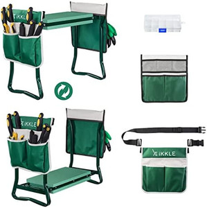 lot 47576 image: Upgraded Garden Kneeler and Seat, Heavy Duty Garden Bench with 2 Large Tool Bags, Adjustable Belt, Foldable Heavy Duty Gardening Tools Gifts for Gardeners