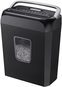 lot 47577 image: Bonsaii Home Use Paper Shredder, 6-Sheet Cross Section Paper & Credit Card Shredder for Home Office, Home Shredder with Handle for Document, Mail, Staple, Clip 3.4 Gallon (C237-B)