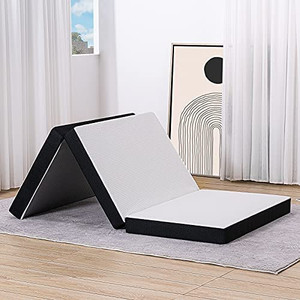 lot 47585 image: SECRETLAND Folding Mattress, Portable Tri-fold Gel Memory Foam Mattress Topper with Washable Cover, 3-Inch Narrow Twin Size (Fold-Up & Fold-Out) Camping, Play, Reading, Road Trip, Black  (31 x 75 x 3)