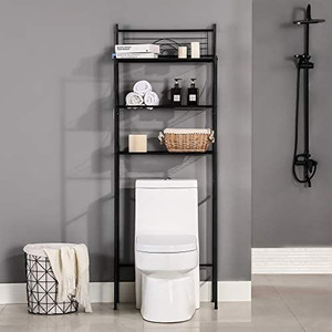 lot 47586 image: MallBoo Toilet Storage Rack, 3 -Tier Over-The-Toilet Bathroom Spacesaver - Easy to Assemble, White  (9.5 D x 26.7 W x 64.4 H)