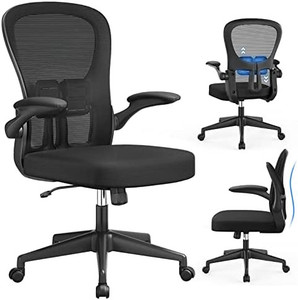 lot 47594 image: Office Chair - Heavy Duty Office Chair for Adults Women, Lumbar Back Support Ergonomic Desk Chair with Wide & Comfy Seat Cushion Flip-up Armrests, YONISEE Flexible Mesh Computer Chair Executive chair