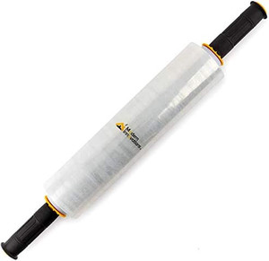 lot 47599 image: 15 Inch Stretch Wrap - Industrial Clear Plastic Stretch Wrap Film for Pallet Wrap, Moving Supplies Stretch Wrap - 1000 Feet, 60 Gauge, 1 Pack with Handles
