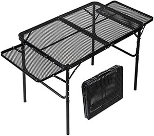 lot 47600 image: Coastrail Outdoor Camping Folding Grill Table Portable Lightweight Metal Grill Stand for Outdoor with Adjustable Height, 3 Feet