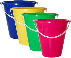 lot 47608 image: Holady 9 Inch Large Sand Beach Buckets Pail ,Sand Bucket Water Bucket for Beach Fun Great Summer Party Accessory  (4 Pack)