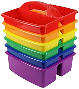 lot 48927 image: YUKIDS Classroom Caddy Organizer for School Supplies, Set of 6 Rainbow Colors,, Storage Bins With Handle For School Kindergarten Art Teachers