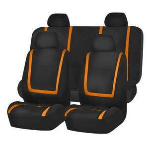 lot 50899 image: FH Group Unique Flat Cloth Full Set Seat Covers, Orange and Black
