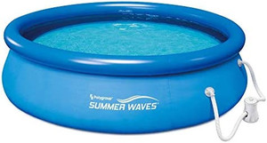 lot 50923 image: Summer Waves 10ft x 30in Quick Set Inflatable Above Ground Pool with Filter Pump
