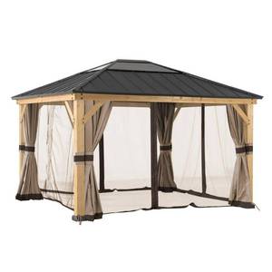 lot 50937 image: Sunjoy Universal Curtains and Mosquito Netting for 10 ft.  12 ft. Wood Gazebos