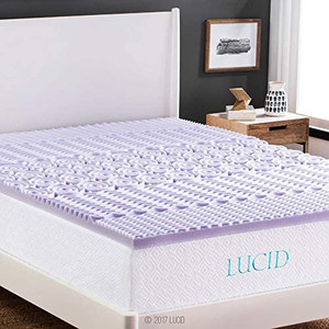 lot 50963 image: LUCID 2-inch 5 Zone Gel or Lavender Scented Memory Foam Mattress Topper  (Size full)