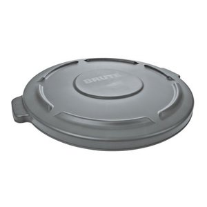 lot 50970 image: Rubbermaid 20 gal Commercial Round Lid For Brute Plastic Garage Trash Can, Gray