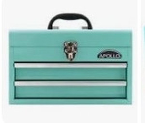lot 7284 image: Apollo 14 Aqua Green 2-Drawer Hand Tool Box- Retail $74.87